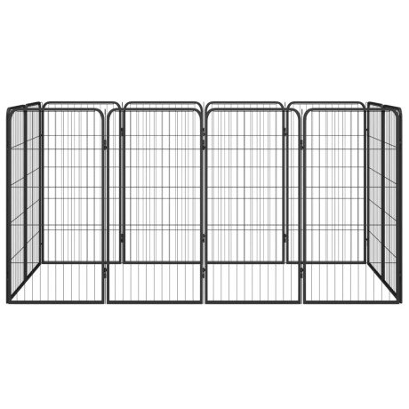 vidaXL Hondenkennel 12 panelen 50 x 100 cm gepoedercoat staal zwart afbeelding2 - 1