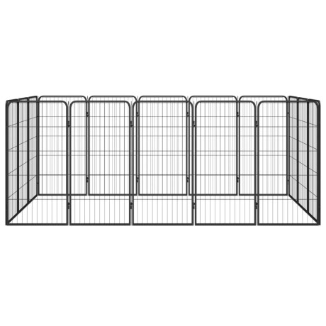 vidaXL Hondenkennel 16 panelen 50 x 100 cm gepoedercoat staal zwart afbeelding2 - 1