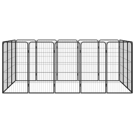vidaXL Hondenkennel 16 panelen 50 x 100 cm gepoedercoat staal zwart afbeelding2 - 1