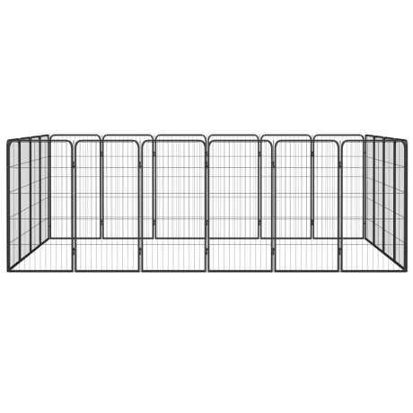 vidaXL Hondenkennel 20 panelen 50 x 100 cm gepoedercoat staal zwart afbeelding2 - 1