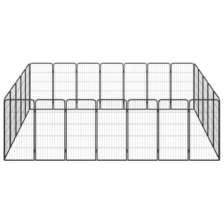 vidaXL Hondenkennel 24 panelen 50 x 100 cm gepoedercoat staal zwart afbeelding2 - 1