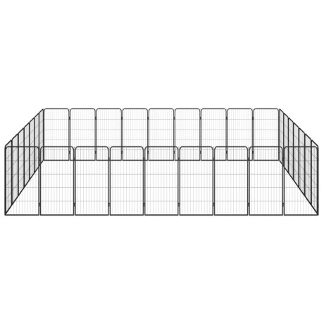 vidaXL Hondenkennel 32 panelen 50 x 100 cm gepoedercoat staal zwart afbeelding2 - 1