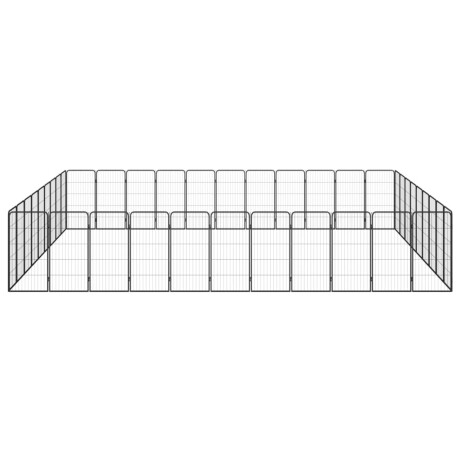 vidaXL Hondenkennel 40 panelen 50 x 100 cm gepoedercoat staal zwart afbeelding2 - 1