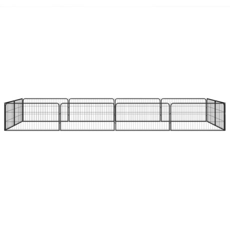 vidaXL Hondenkennel 12 panelen 100x50 cm gepoedercoat staal zwart afbeelding2 - 1