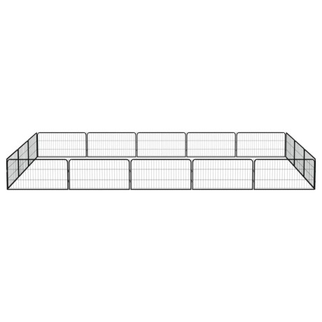 vidaXL Hondenkennel 16 panelen 100x50 cm gepoedercoat staal zwart afbeelding2 - 1
