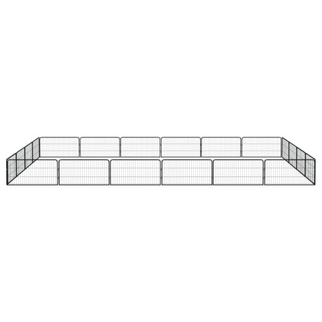vidaXL Hondenkennel 20 panelen 100x50 cm gepoedercoat staal zwart afbeelding2 - 1