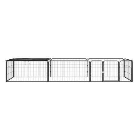 vidaXL Hondenkennel 8 panelen 100x50 cm gepoedercoat staal zwart afbeelding2 - 1