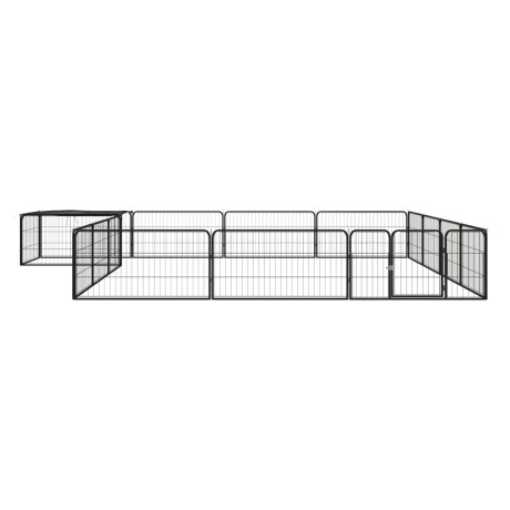 vidaXL Hondenkennel 16 panelen 100x50 cm gepoedercoat staal zwart afbeelding2 - 1