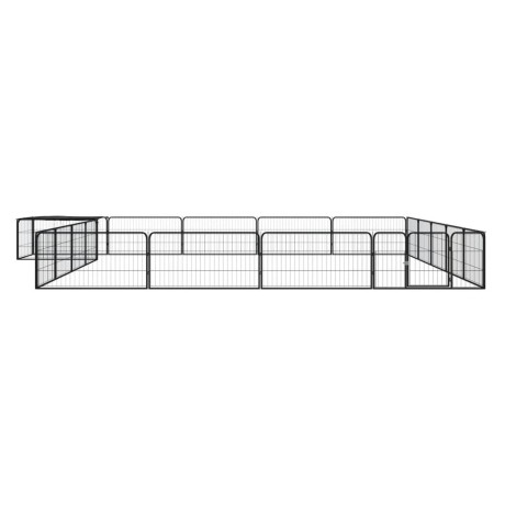 vidaXL Hondenkennel 20 panelen 100x50 cm gepoedercoat staal zwart afbeelding2 - 1