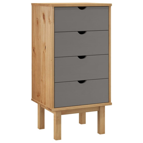 vidaXL Ladekast OTTA 45x39x90 cm massief grenenhout bruin en grijs afbeelding2 - 1