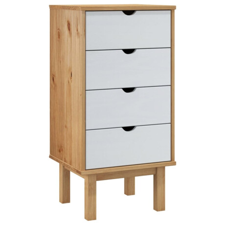 vidaXL Ladekast OTTA 45x39x90 cm massief grenenhout bruin en wit afbeelding2 - 1