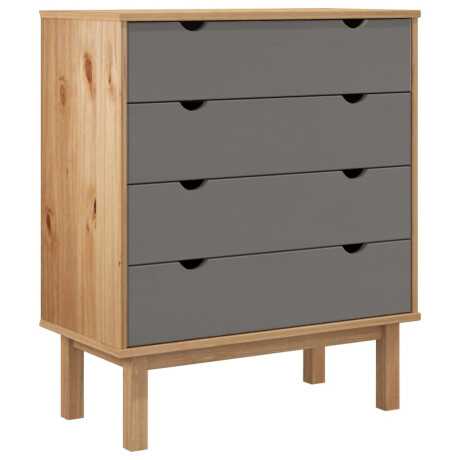 vidaXL Ladekast OTTA 76,5x39,5x90 cm massief grenenhout bruin en grijs afbeelding2 - 1