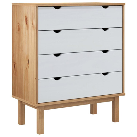vidaXL Ladekast OTTA 76,5x39,5x90 cm massief grenenhout bruin en wit afbeelding2 - 1