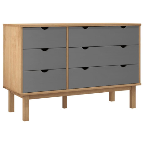 vidaXL Ladekast OTTA 111x43x73,5 cm grenenhout bruin en grijs afbeelding2 - 1