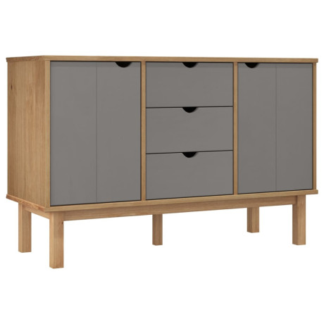 vidaXL Dressoir OTTA 113,5x43x73 cm massief grenenhout bruin en grijs afbeelding2 - 1