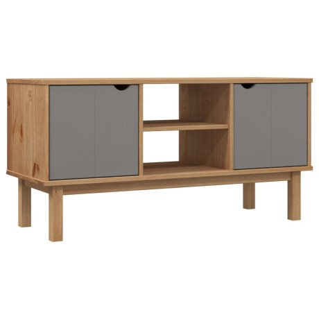 vidaXL Tv-meubel OTTA 113,5x43x57 cm massief grenenhout bruin en grijs afbeelding2 - 1