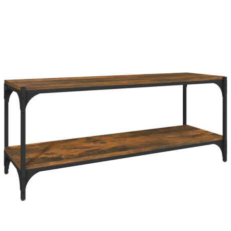 vidaXL Tv-meubel 100x33x41 cm bewerkt hout en staal gerookt eikenkleur afbeelding2 - 1