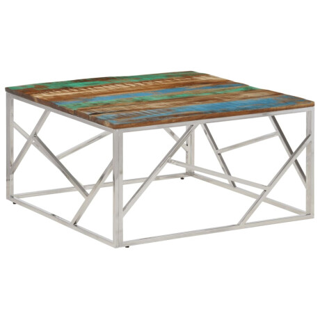 vidaXL Salontafel roestvrij staal en gerecycled hout zilverkleurig afbeelding2 - 1