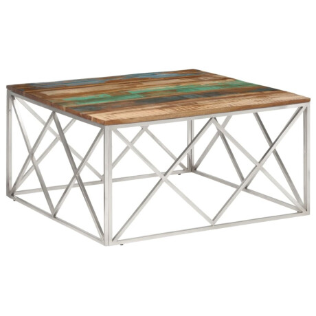vidaXL Salontafel roestvrij staal en gerecycled hout zilverkleurig afbeelding2 - 1