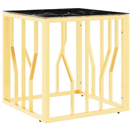 vidaXL Salontafel 50x50x50 cm roestvrij staal en glas goudkleurig afbeelding2 - 1