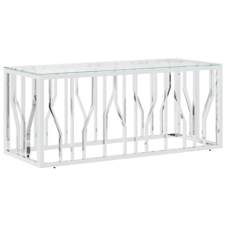 vidaXL Salontafel 110x45x45 cm roestvrij staal en glas afbeelding2 - 1