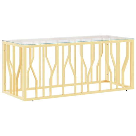 vidaXL Salontafel 110x45x45 cm roestvrij staal en glas afbeelding2 - 1