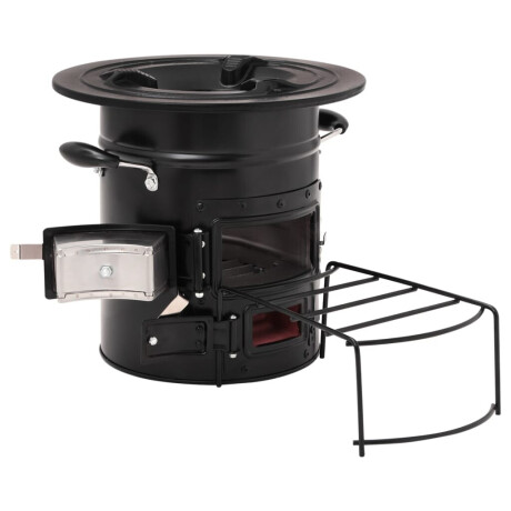 vidaXL Camping houtkachel 50x33,5x30,5 cm staal zwart afbeelding2 - 1