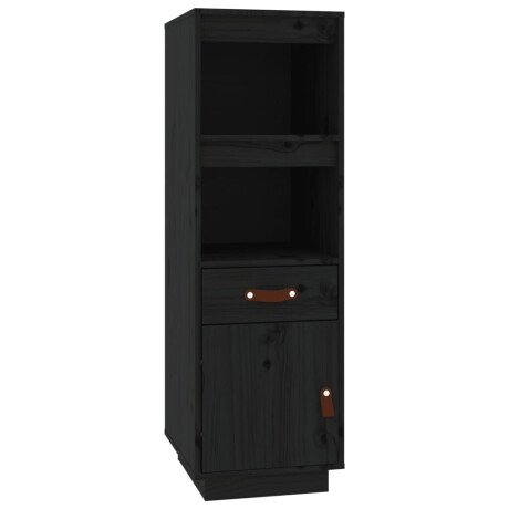 vidaXL Hoge kast 34x40x108,5 cm massief grenenhout zwart afbeelding2 - 1