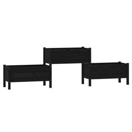 vidaXL Plantenbak 245,5x44x75 cm massief grenenhout zwart afbeelding2 - 1