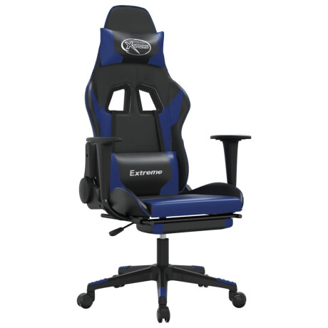 vidaXL Gamestoel met voetensteun kunstleer zwart en blauw afbeelding2 - 1