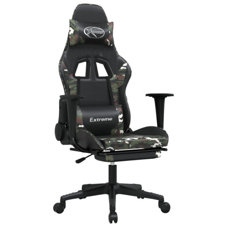 vidaXL Gamestoel met voetensteun kunstleer zwart en camouflage afbeelding2 - 1