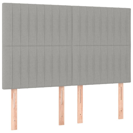 vidaXL Hoofdbord lichtgrijs 144x5x118/128 cm stof afbeelding2 - 1