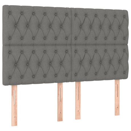 vidaXL Hoofdbord donkergrijs 144x7x118/128 cm stof afbeelding2 - 1