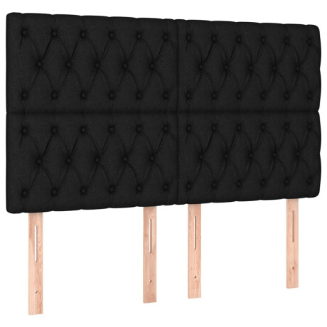 vidaXL Hoofdbord zwart 160x7x118/128 cm stof afbeelding2 - 1