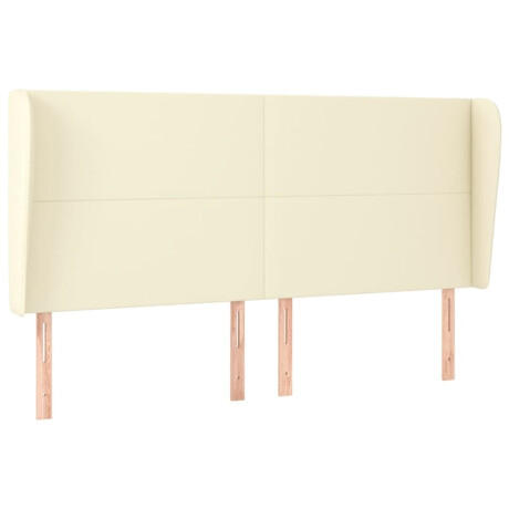 vidaXL Hoofdbord met randen 163x23x118/128 cm kunstleer crèmekleurig afbeelding2 - 1