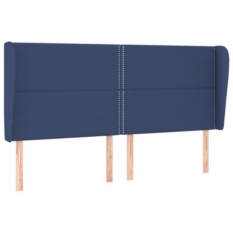 vidaXL Hoofdbord met randen 203x23x118/128 cm stof blauw afbeelding2 - 1