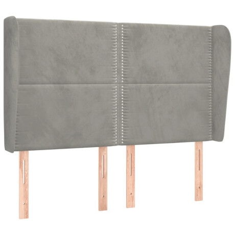 vidaXL Hoofdbord met randen 147x23x118/128 cm fluweel lichtgrijs afbeelding2 - 1