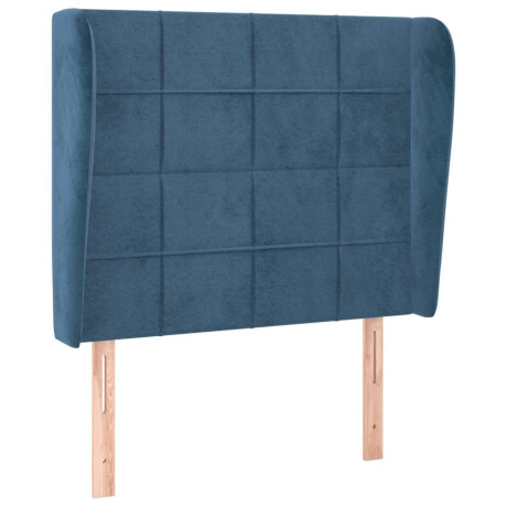 vidaXL Hoofdbord met randen 83x23x118/128 cm fluweel donkerblauw afbeelding2 - 1