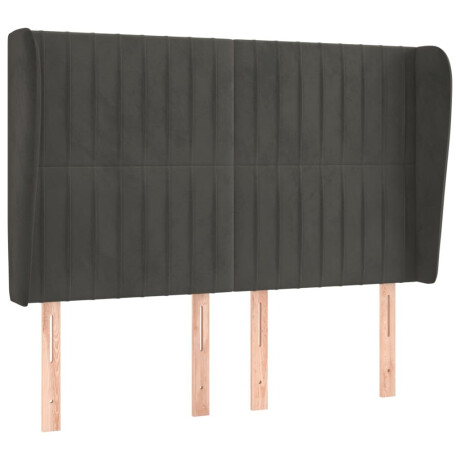 vidaXL Hoofdbord met randen 147x23x118/128 cm fluweel donkergrijs afbeelding2 - 1