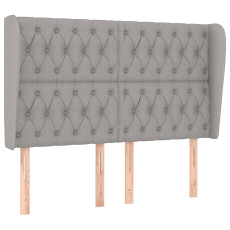 vidaXL Hoofdbord met randen 147x23x118/128 cm stof lichtgrijs afbeelding2 - 1
