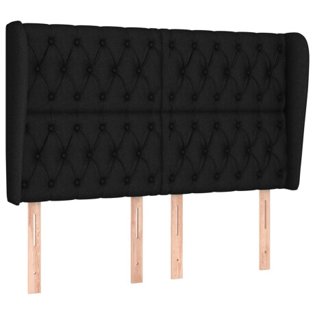 vidaXL Hoofdbord met randen 147x23x118/128 cm stof zwart afbeelding2 - 1