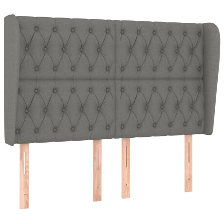 vidaXL Hoofdbord met randen 163x23x118/128 cm stof donkergrijs afbeelding2 - 1