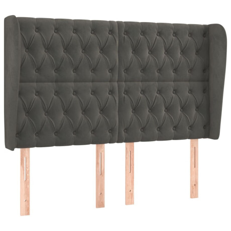 vidaXL Hoofdbord met randen 163x23x118/128 cm fluweel donkergrijs afbeelding2 - 1