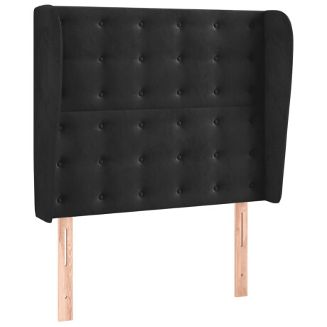 vidaXL Hoofdbord met randen 103x23x118/128 cm fluweel zwart afbeelding2 - 1