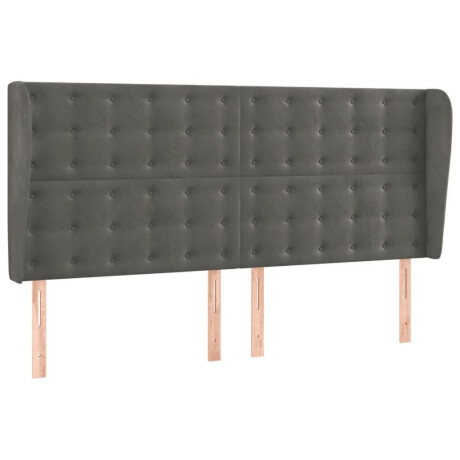 vidaXL Hoofdbord met randen 203x23x118/128 cm fluweel donkergrijs afbeelding2 - 1