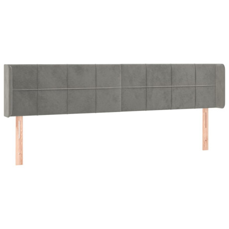 vidaXL Hoofdbord met randen 183x16x78/88 cm fluweel lichtgrijs afbeelding2 - 1
