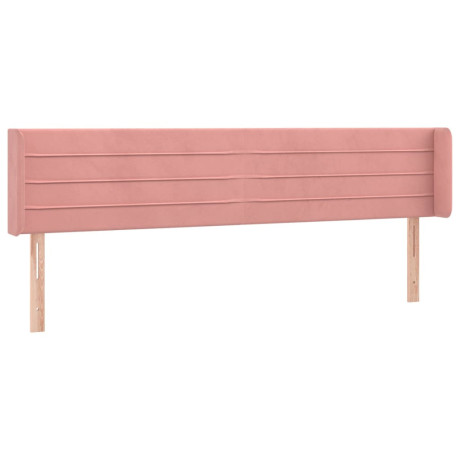 vidaXL Hoofdbord met randen 203x16x78/88 cm fluweel roze afbeelding2 - 1