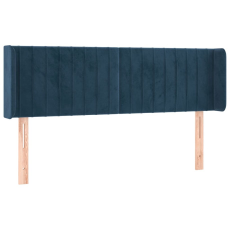 vidaXL Hoofdbord met randen 147x16x78/88 cm fluweel donkerblauw afbeelding2 - 1