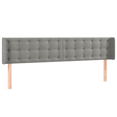 vidaXL Hoofdbord met randen 203x16x78/88 cm fluweel lichtgrijs afbeelding2 - 1