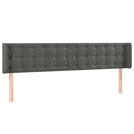 vidaXL Hoofdbord met randen 203x16x78/88 cm fluweel donkergrijs afbeelding2 - 1